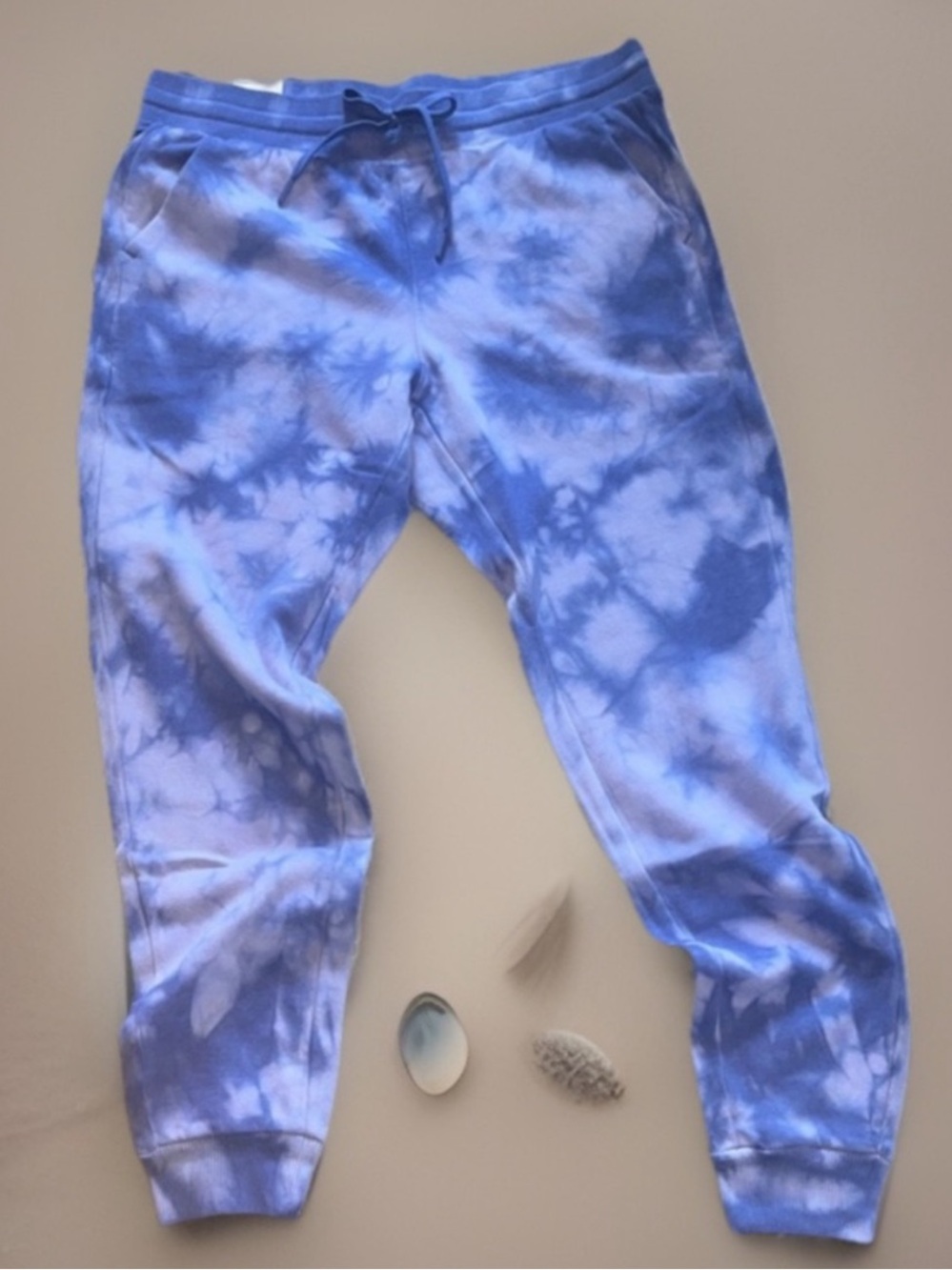 Joggers Tie Dye Cotton Sweatpants Periwinkle Blue Comfy Womens L Active Lounge